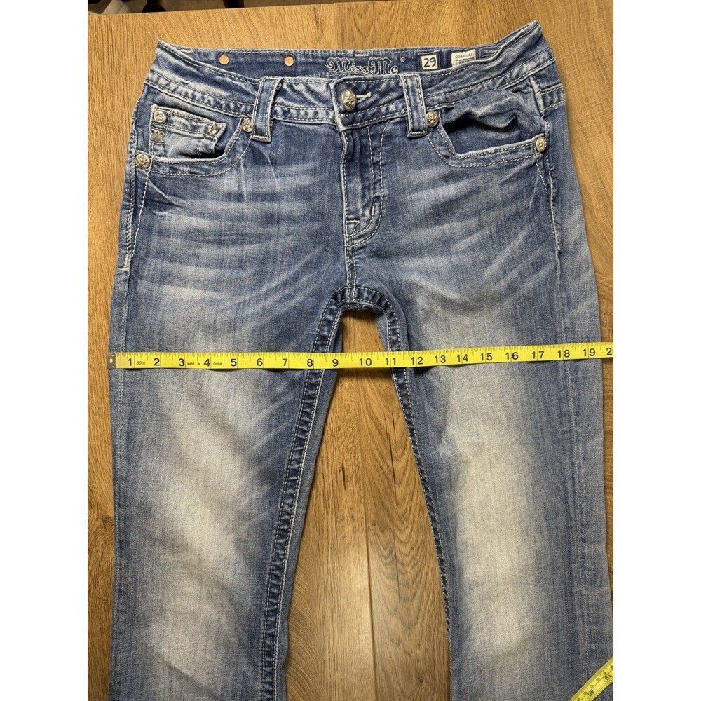 Miss Me Signature Embellished Bootcut Low Rise Jeans Size 29 (Hem Shortened) - Picture 14 of 16